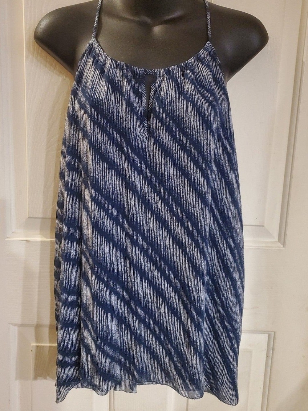 Lucky Brand Navy & White Patterned Tank Top